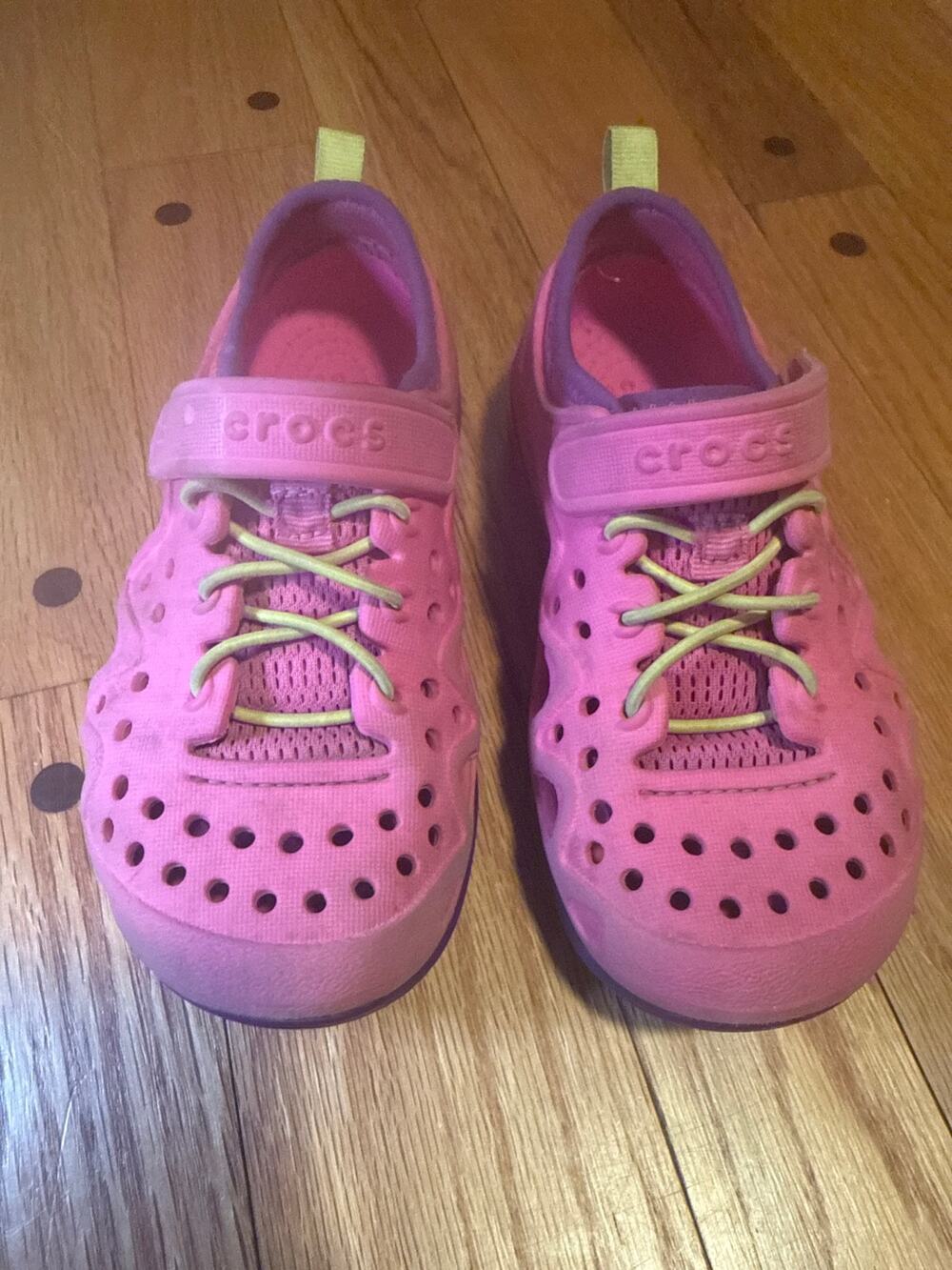 Crocs Swiftwater Play Shoes Pink/Lime/Yellow Kids Sz C12